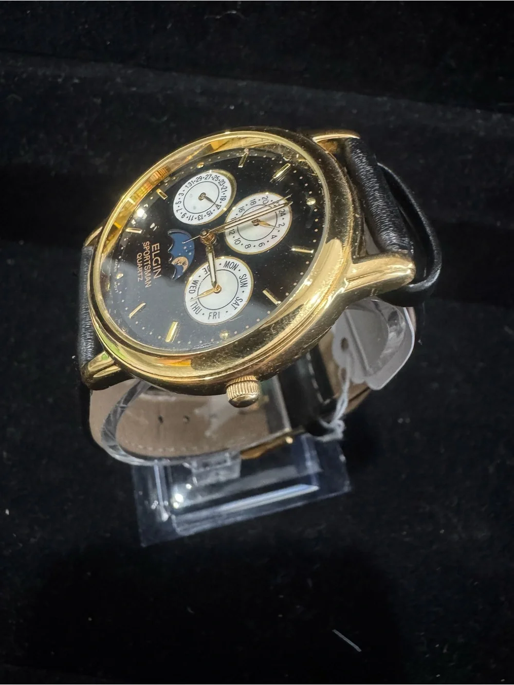 Elgin Sportsman Quartz Gold Black Multi-Function Watch